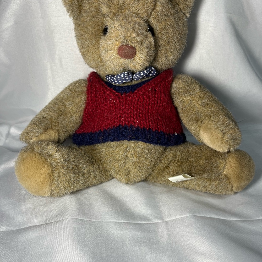 Vintage Caltoy Brandon Bear Teddy Plush 13” Posable Legs Sweater Vest Toy‎